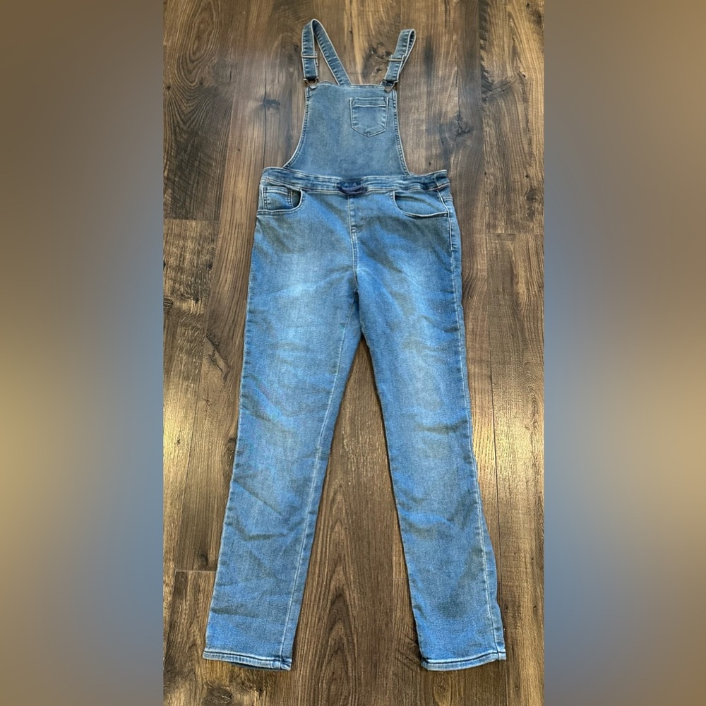 GUC Cat & Jack Girl's Stretch blue Jean Bib Overalls, Size: XL 14/16